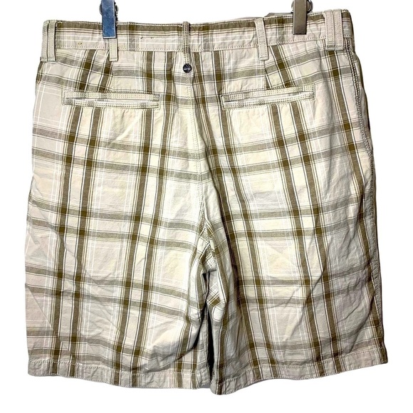 TIMBERLAND preppy neutral plaid cotton bermuda shorts relax fit 4 pockets sz 36 - Picture 2 of 9